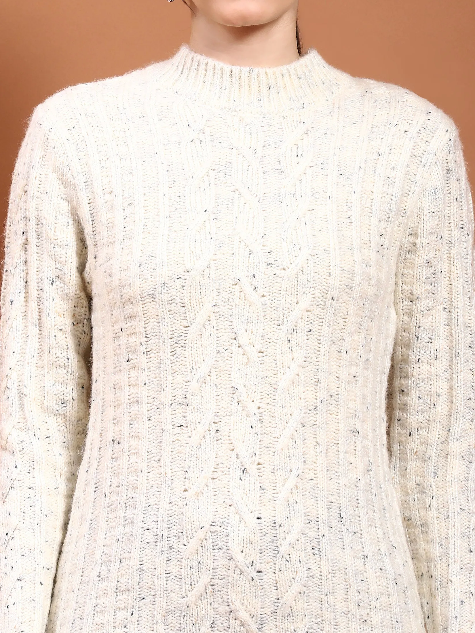 Winter Women White Solid Pullover