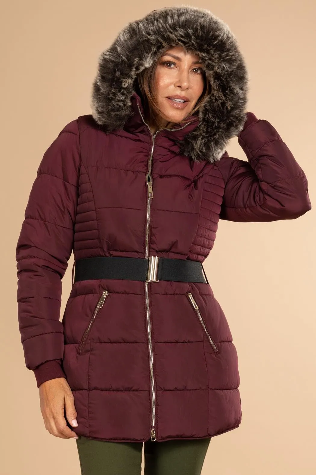 Women's Keeping Cozy Parka Puffer With Detachable Faux Fur-Trimmed Hood