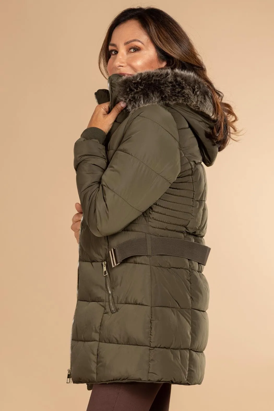 Women's Keeping Cozy Parka Puffer With Detachable Faux Fur-Trimmed Hood