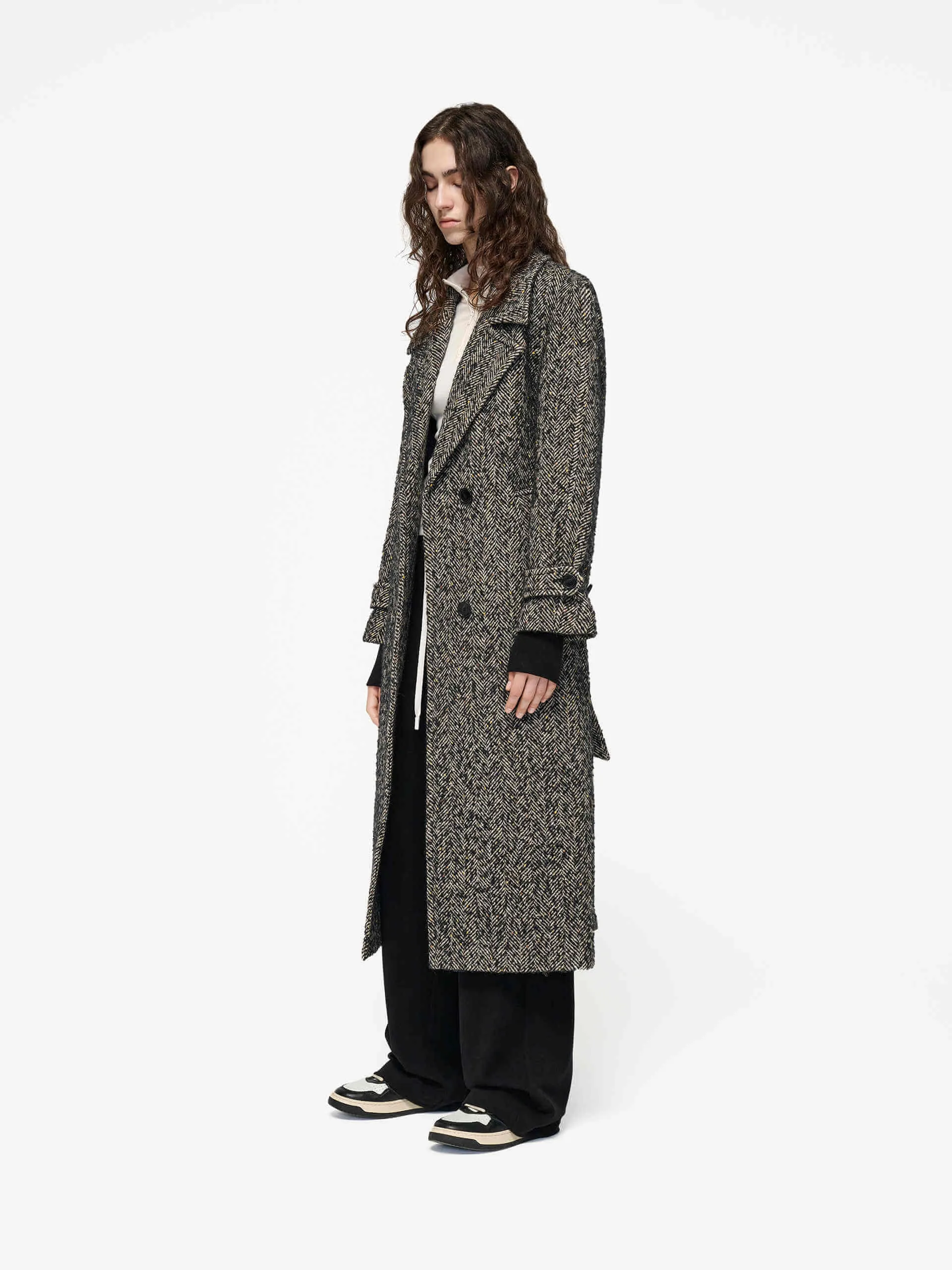 Wool Blend Tweed Coat